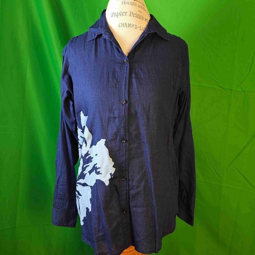 NWT J Crew Womens Navy‎ Blue Floral Long Sleeve Button Down Shirt 8
